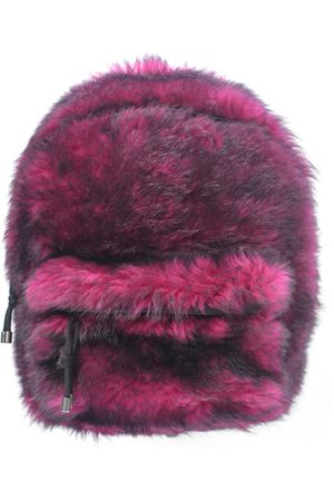 Черно-розовый меховой рюказак