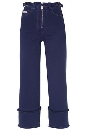 Укороченные джинсовые брюки с широкими отворотами Miu Miu