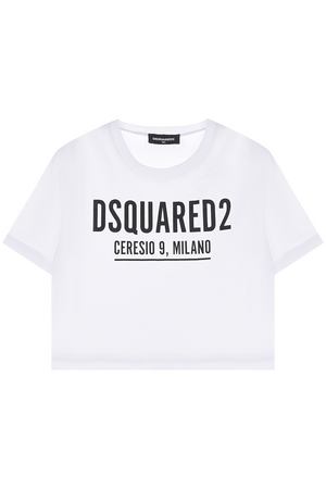 Белая футболка с черным лого Dsquared2