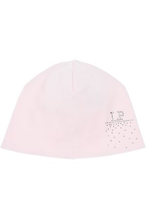 Розовая шапка с логотипом из стразов La Perla детская