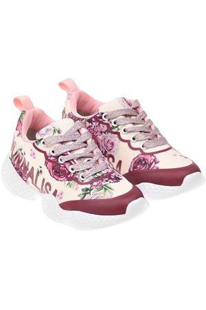 Розовые кроссовки с принтом &quot;розы&quot; Monnalisa детские