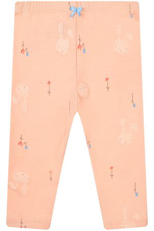 Леггинсы персикового цвета с принтом &quot;зайцы&quot; Sanetta Kidswear