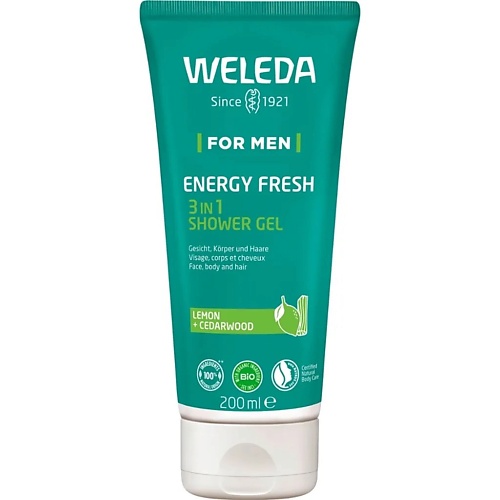 Где купить WELEDA Бодрящий гель для душа и шампунь для мужчин For Men Energy Fresh 3-in-1 Shower Gel 200.0 Weleda 