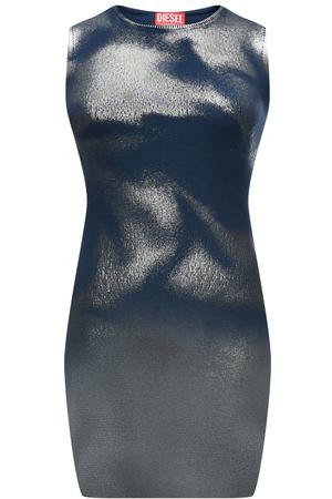 Платье мини с серебряным нанесением, тёмно-синее Diesel