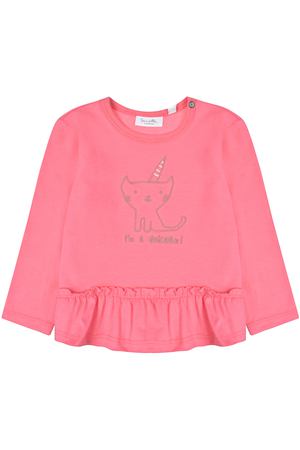 Розовая толстовка с вышивкой &quot;кот-единорог&quot; Sanetta Kidswear