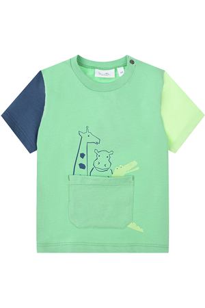 Зеленая футболка с накладным карманом Sanetta Kidswear