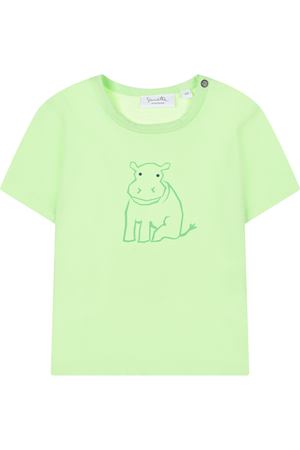 Зеленая футболка с принтом &quot;бегемот&quot; Sanetta Kidswear