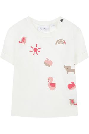 Белая футболка с вышивкой Sanetta Kidswear