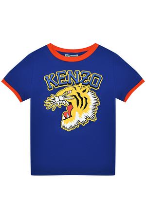 Футболка с принтом &quot;тигр&quot; и лого, синяя KENZO