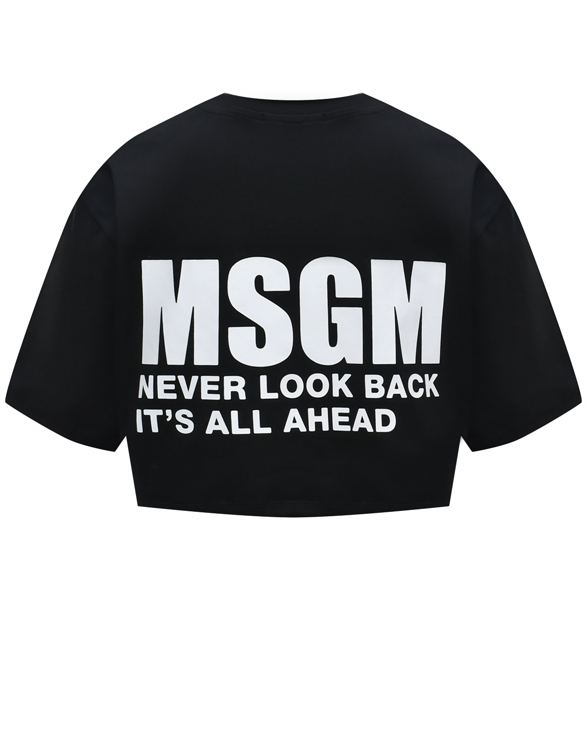 Где купить Укороченная футболка с лого, черная MSGM MSGM 