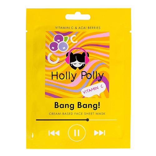 Где купить HOLLY POLLY Тканевая маска для лица на кремовой основе Bang Bang! (Витаминная) Holly Polly 