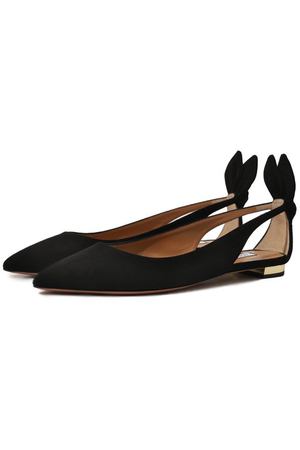 Замшевые балетки Bow Tie Aquazzura