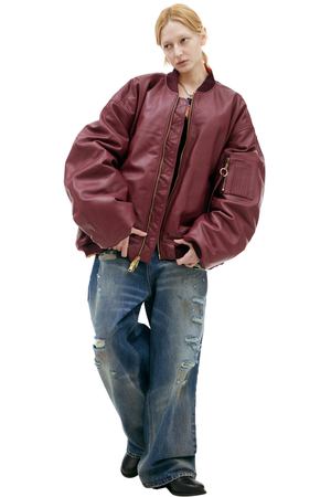 Кожаный бомбер на молнии