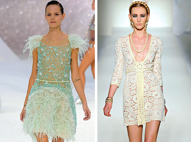 Тенденции моды 2012: на фото слева - Chanel весна-лето 2012, на фото справа - Moschino весна-лето 2012